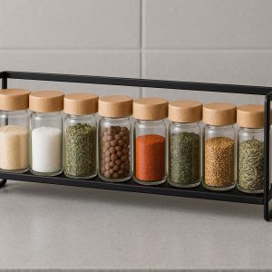 Slim Kitchen Countertop Spice Rack Compact Seasoning Bottle Storage Holder