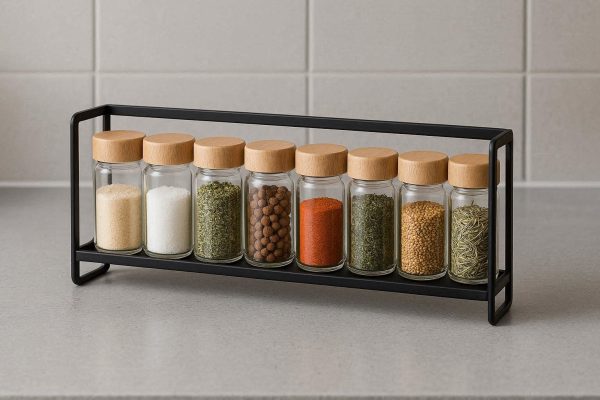 12 Slim Kitchen Countertop Spice Rack Compact Seasoning Bottle Storage Holder