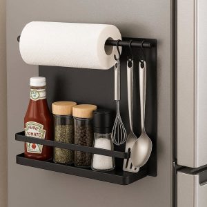 Small Magnetic Kitchen Refrigerator Organizer Rack Space Saving Spice Storage Shelf