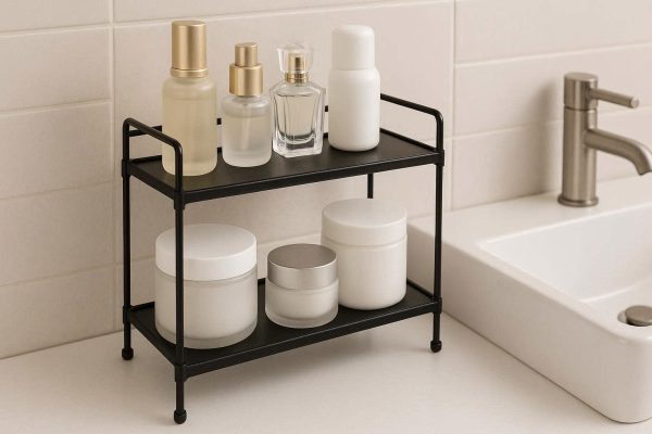 17 Small Bathroom Countertop Organizer Tiered Vanity Storage Rack For Cosmetics Jars