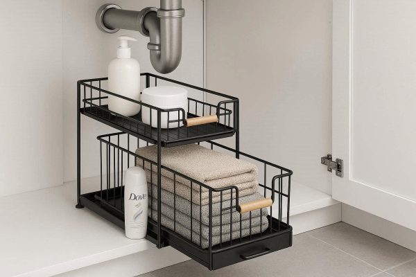 19 Under Sink Bathroom Organizer Small Cabinet Storage Shelf With Sliding Drawer Baskets