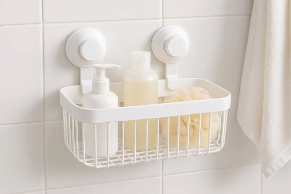 21 Suction Cup Shower Caddy Basket Removable Wall Mounted Bathroom Storage Organizer Shelf