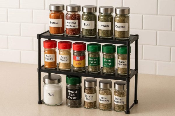 3 Tiered Kitchen Counter Spice Rack Stand Durable Pantry Shelf Organizer