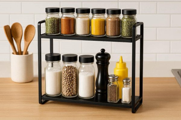 5 Space Saving Kitchen Counter Spice Shelf Freestanding Desktop Storage Organizer
