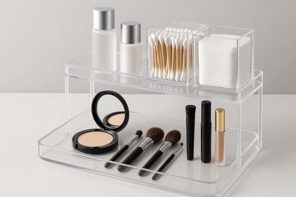 22 Sleek Acrylic Bathroom Vanity Countertop Organizer Multi Purpose Makeup Storage Tray Shelves
