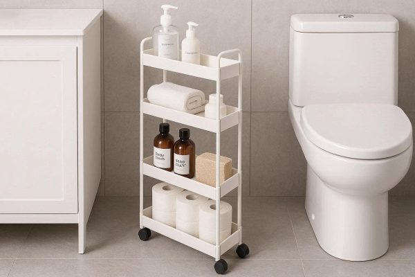 25 Slim Bathroom Rolling Storage Cart Multi Tier Narrow Slide Out Pantry Shelf