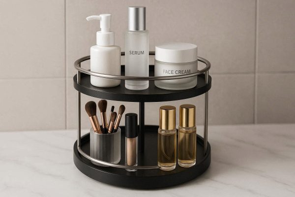 30 Sleek Rotating Bathroom Countertop Organizer Round Makeup Vanity Storage Spice Display Rack